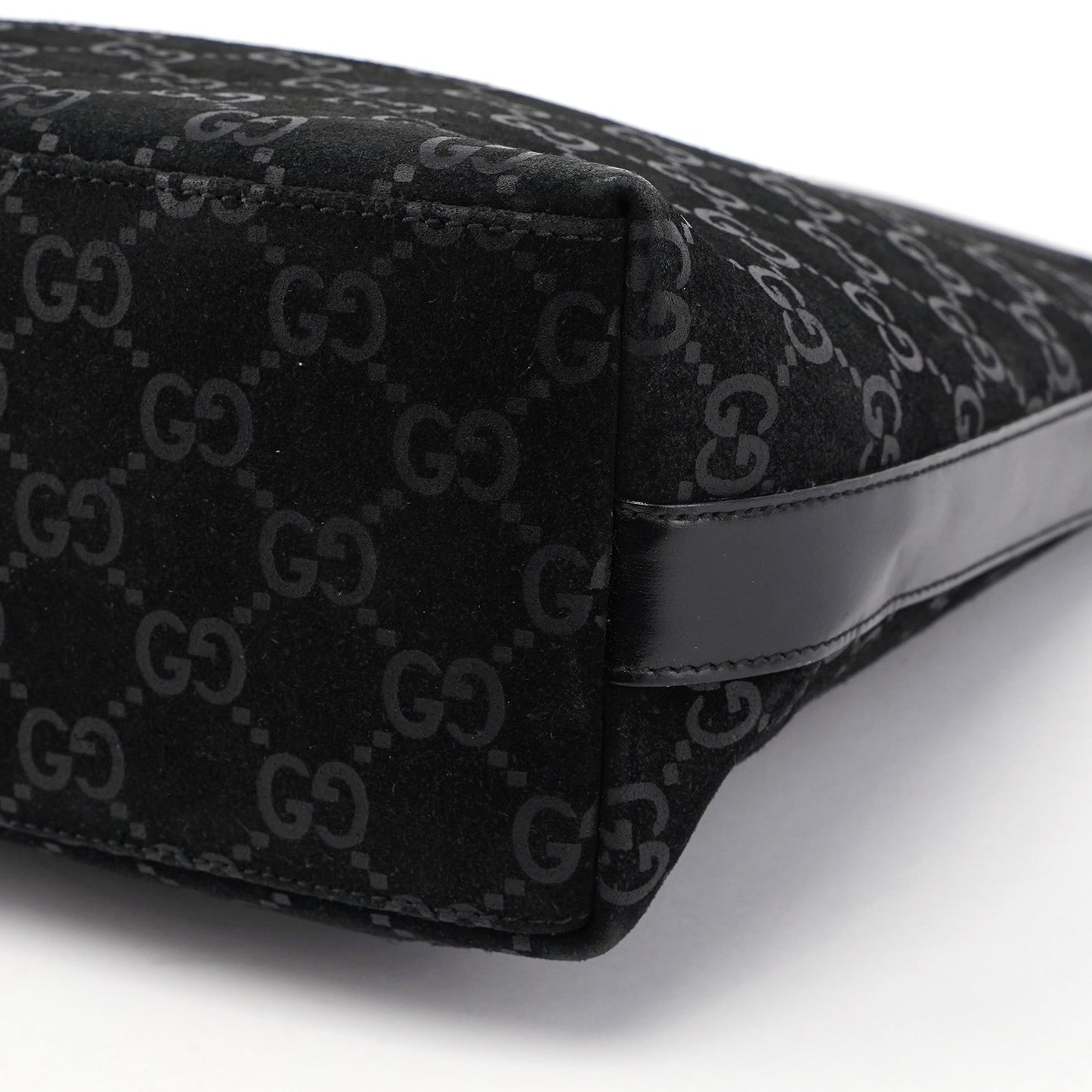 1997 Black Suede GG Shoulder Bag