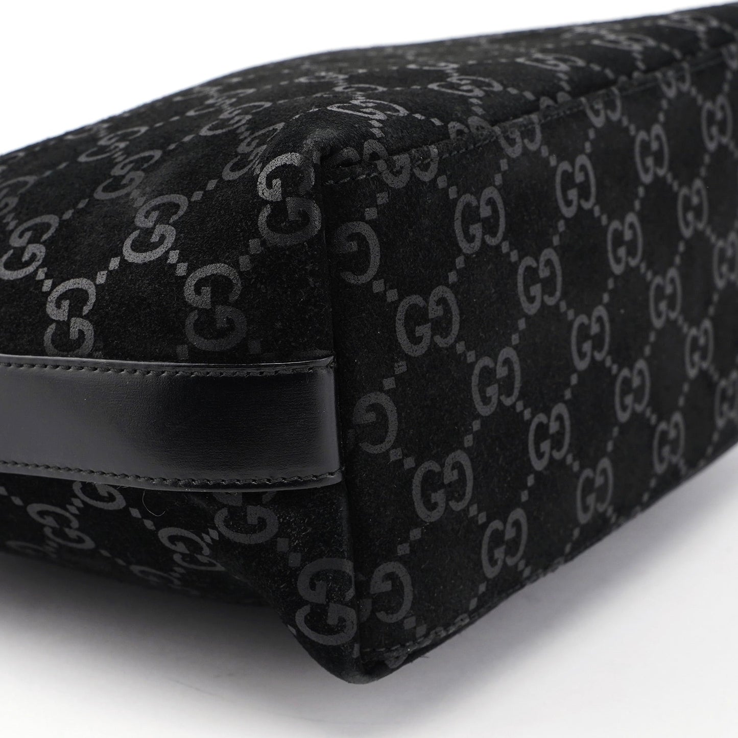 1997 Black Suede GG Shoulder Bag