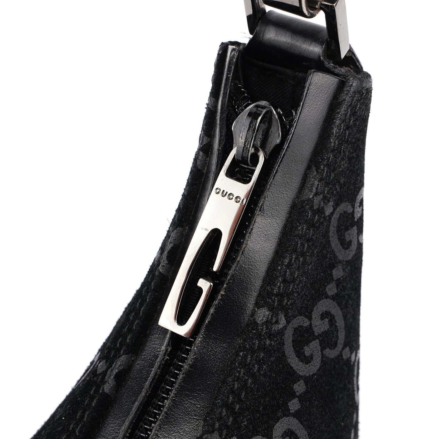 1997 Black Suede GG Shoulder Bag