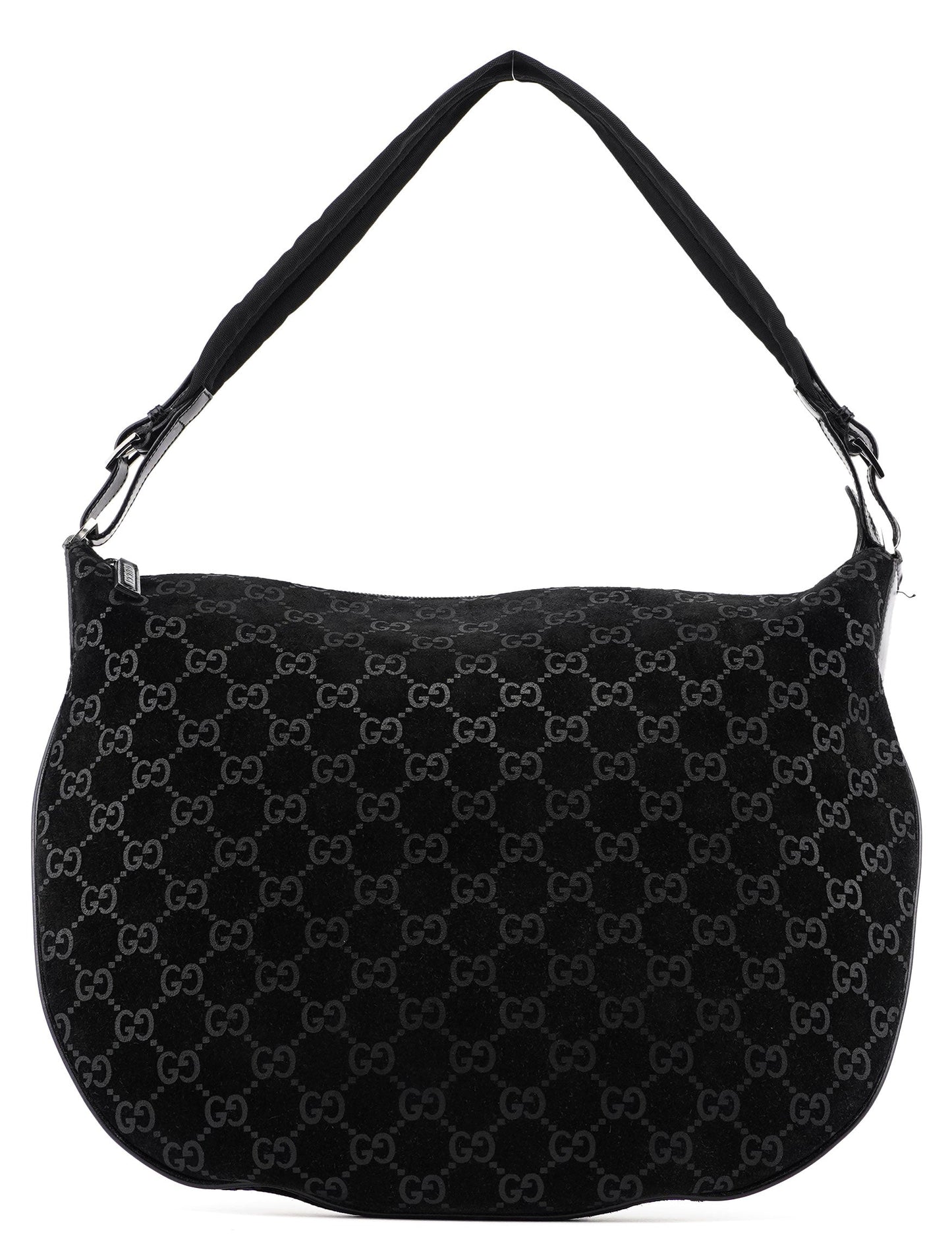 1997 Black Suede GG Shoulder Bag