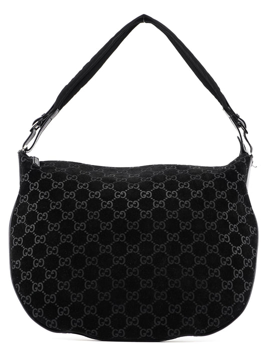 1997 Black Suede GG Shoulder Bag
