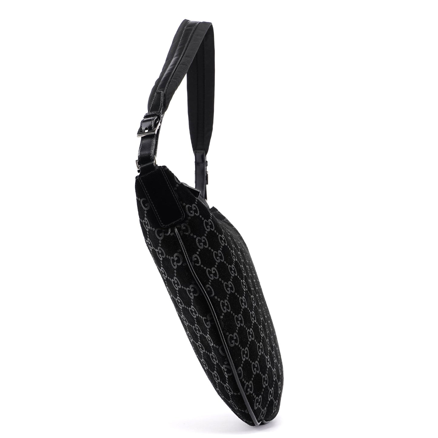 1997 Black Suede GG Shoulder Bag