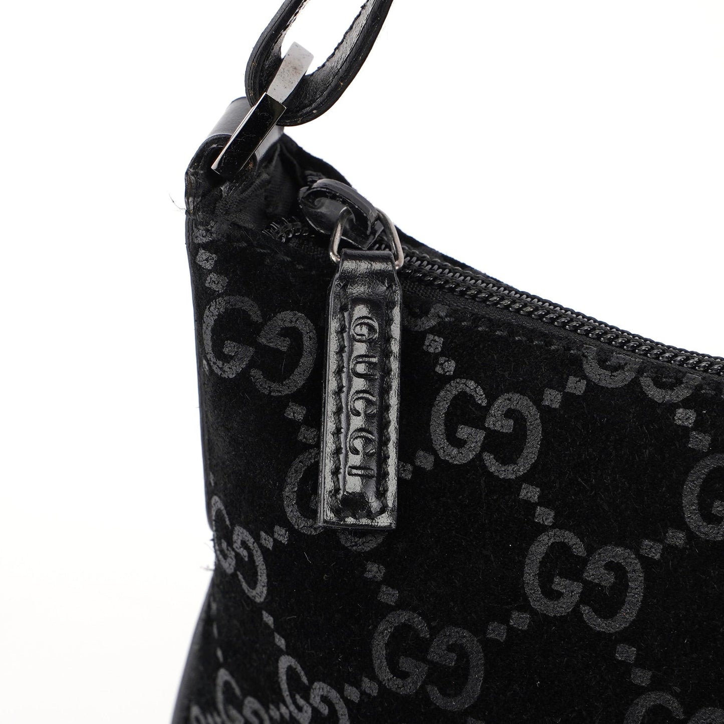 1997 Black Suede GG Shoulder Bag