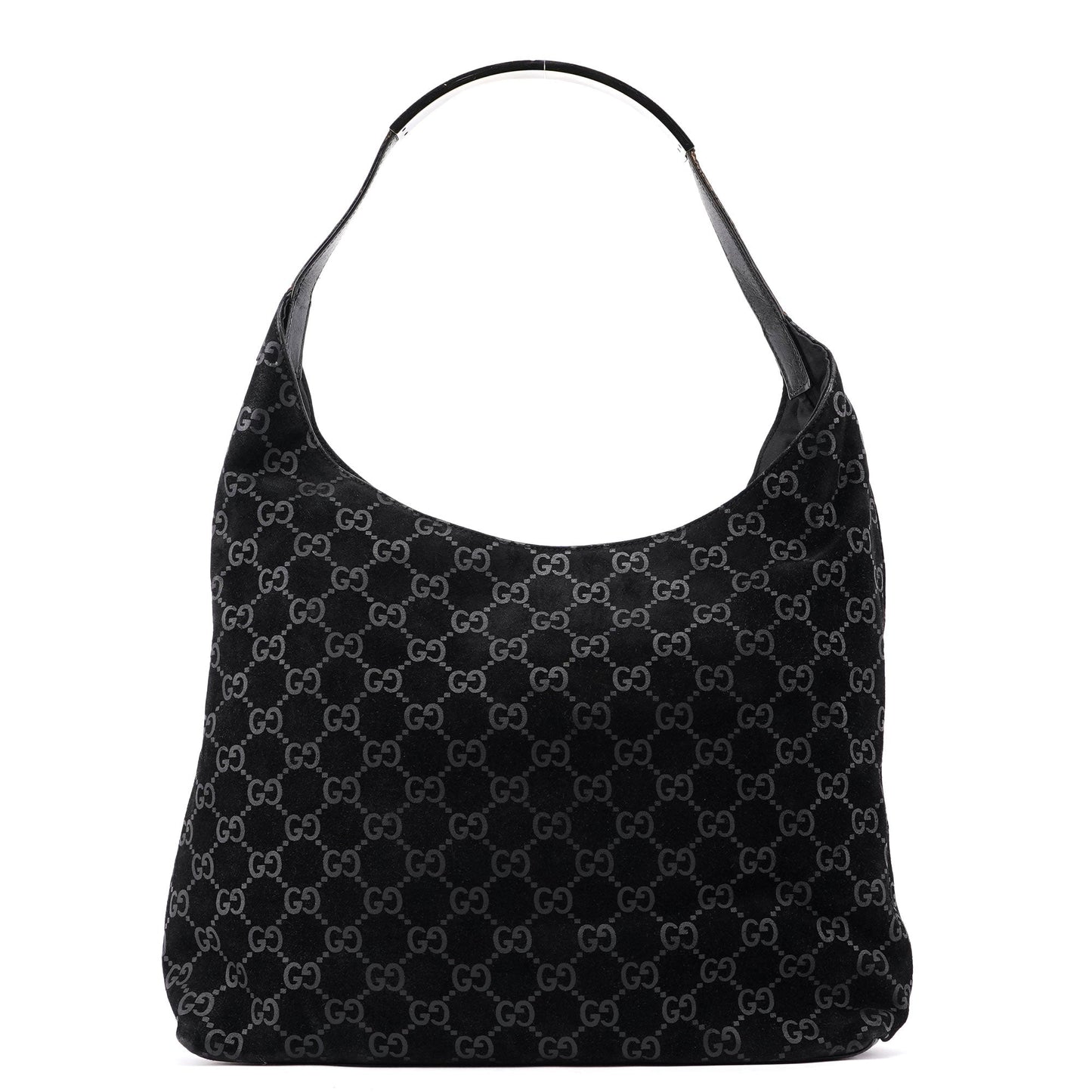 1997 Black Suede GG Shoulder Bag