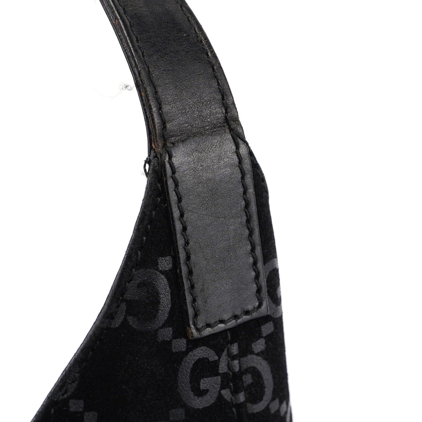 1997 Black Suede GG Shoulder Bag