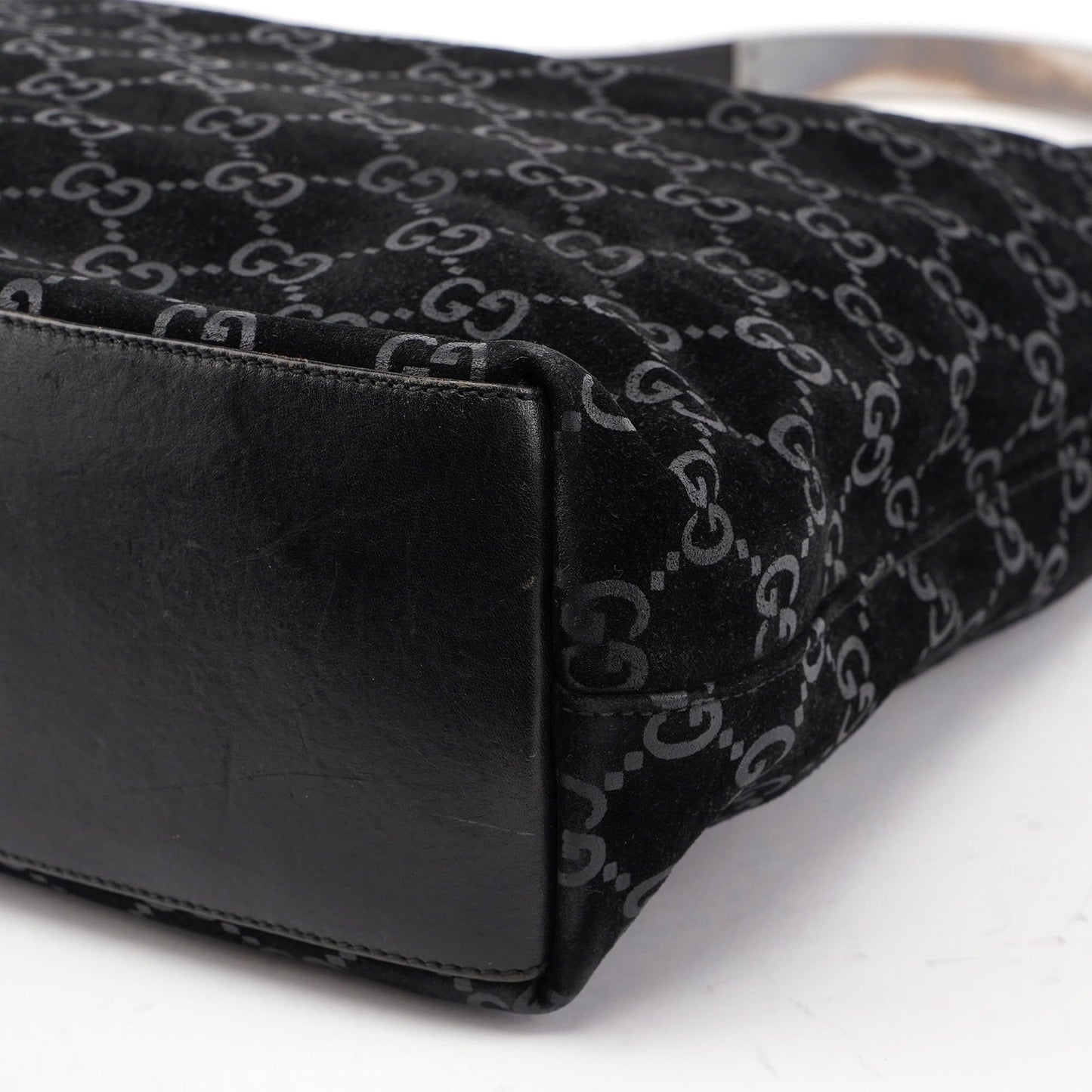 1997 Black Suede GG Shoulder Bag