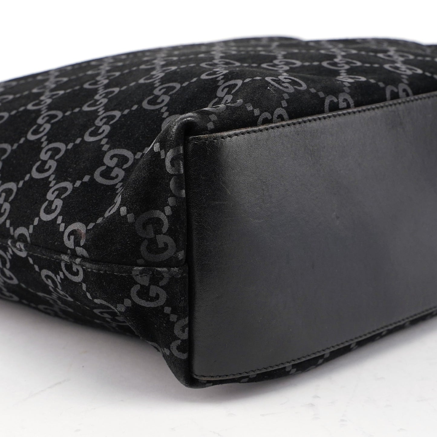 1997 Black Suede GG Shoulder Bag