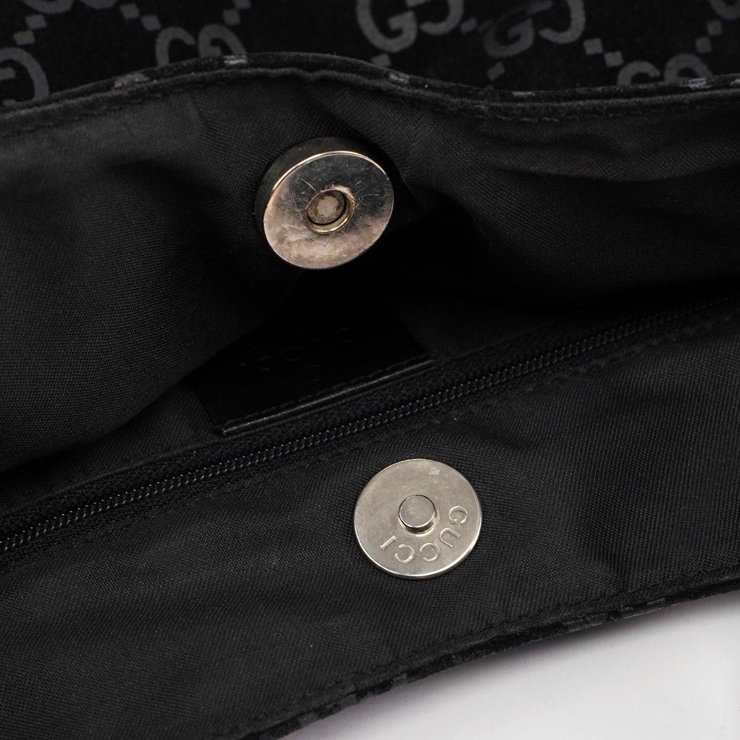 1997 Black Suede GG Shoulder Bag