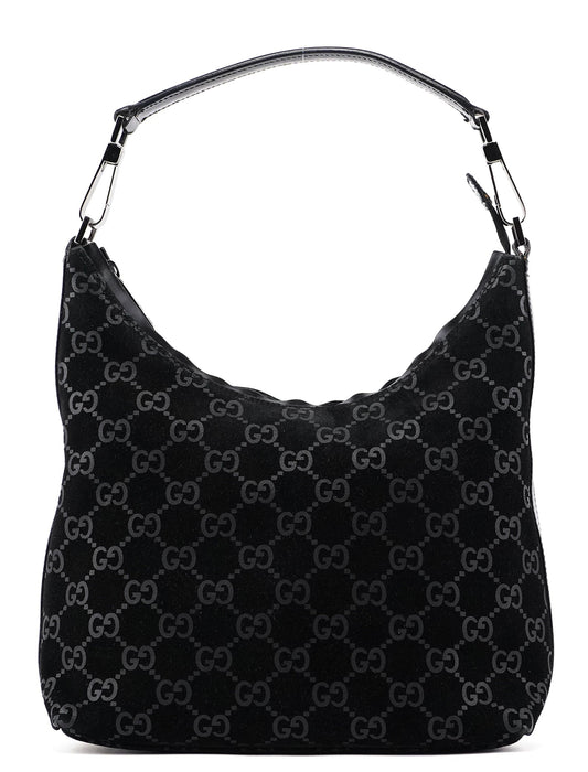 1997 Black Suede GG Shoulder Bag