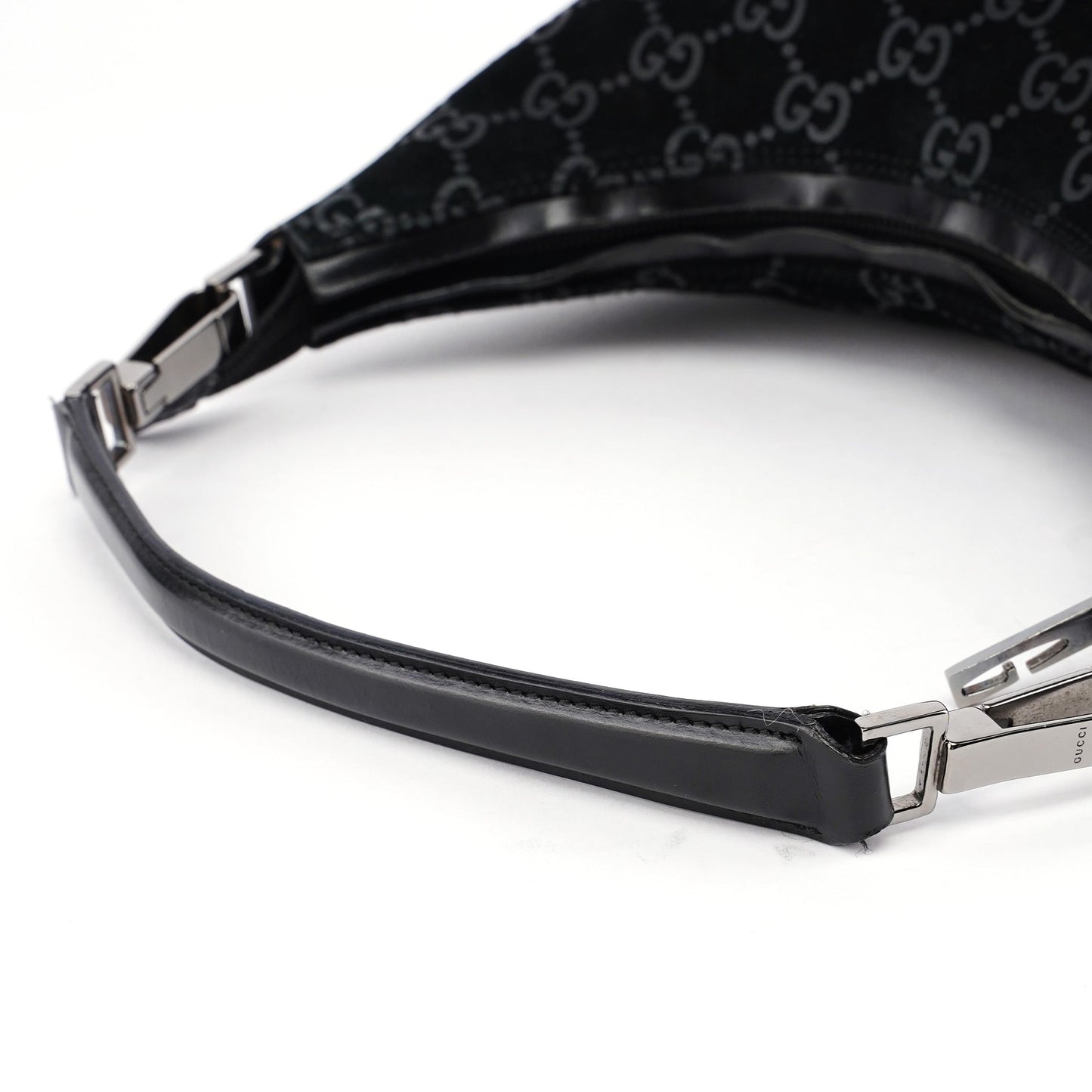 1997 Black Suede GG Shoulder Bag