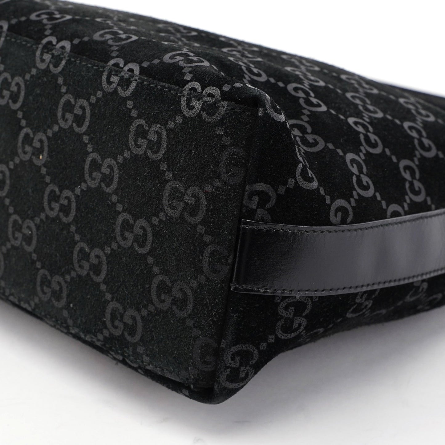 1997 Black Suede GG Shoulder Bag