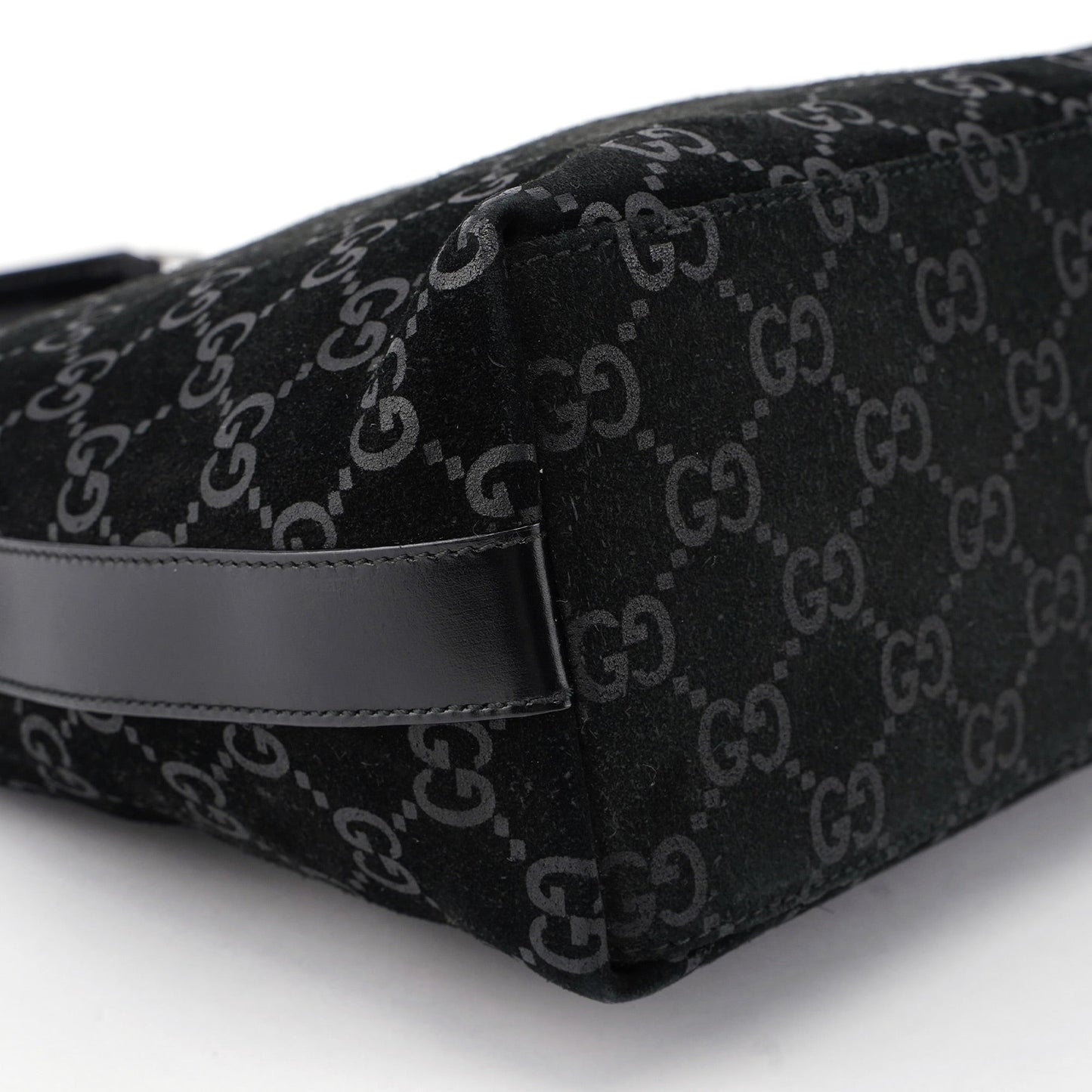 1997 Black Suede GG Shoulder Bag