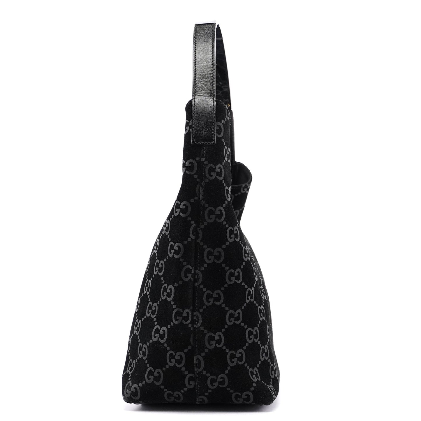 1997 Black Suede GG Shoulder Bag