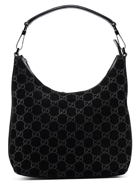 1997 Black Suede GG Shoulder Bag