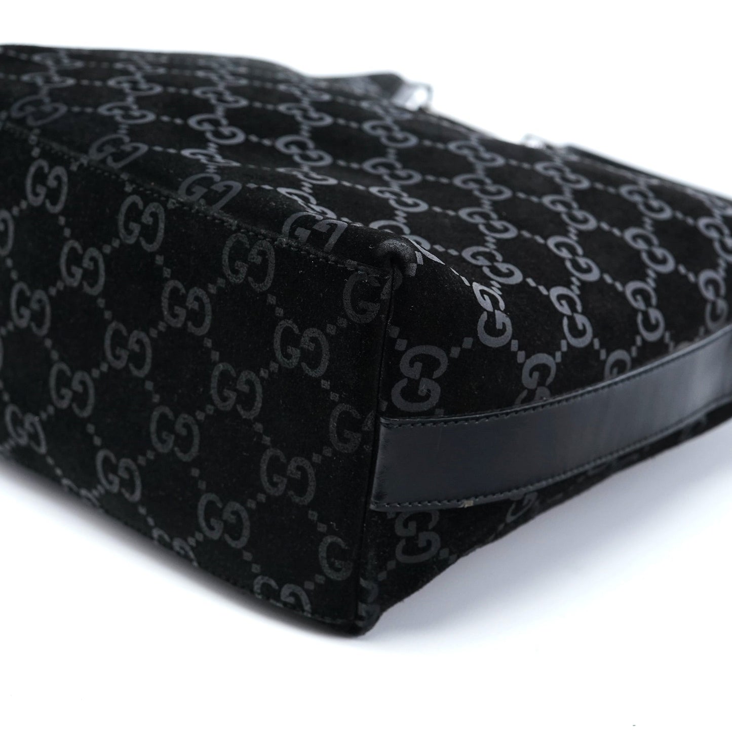 1997 Black Suede GG Shoulder Bag