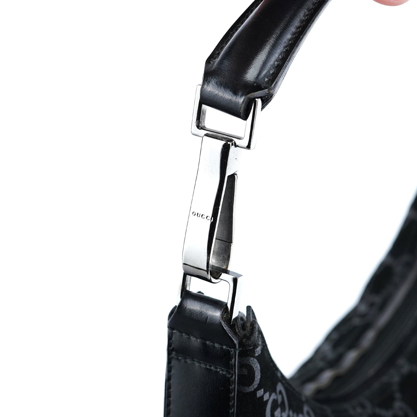 1997 Black Suede GG Shoulder Bag