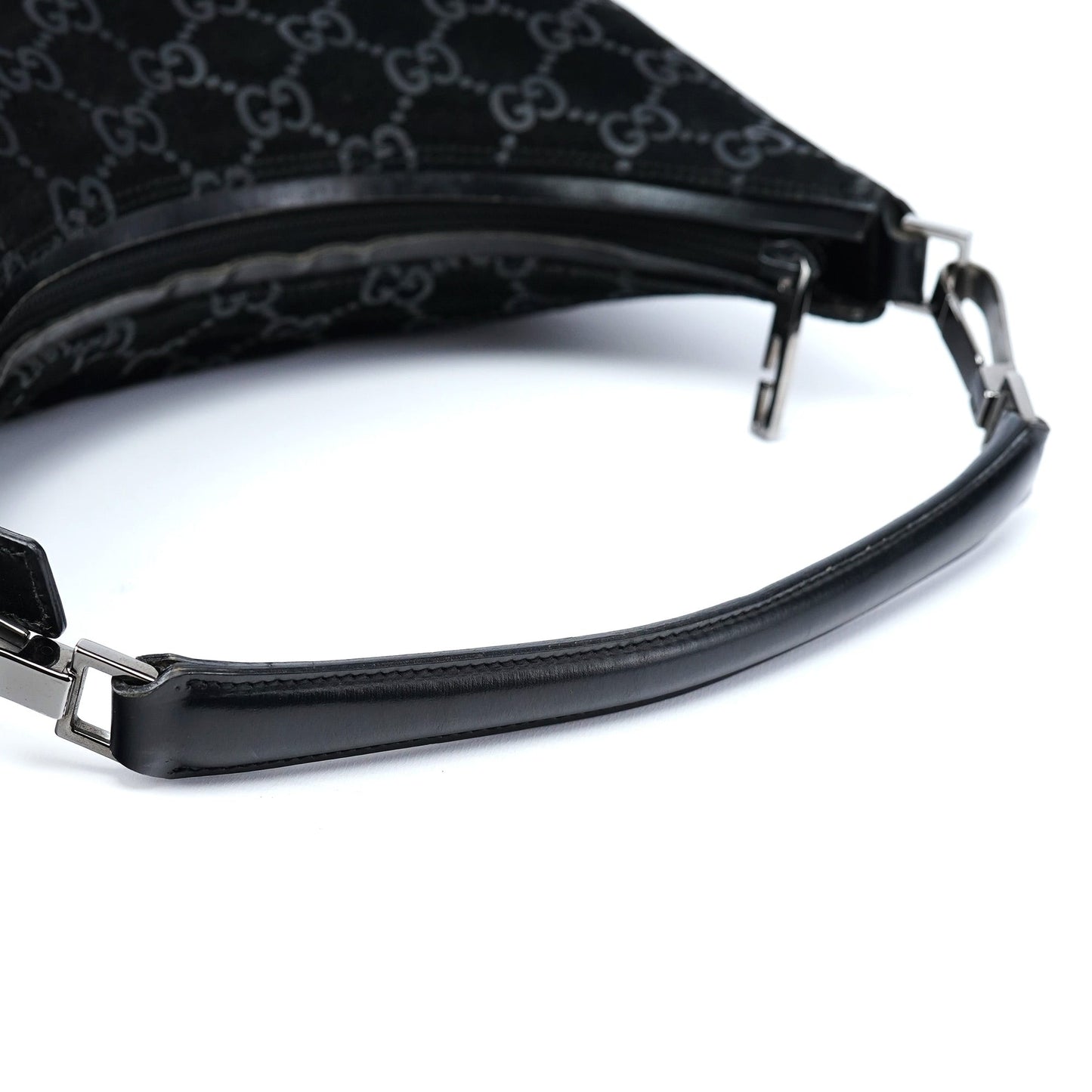 1997 Black Suede GG Shoulder Bag