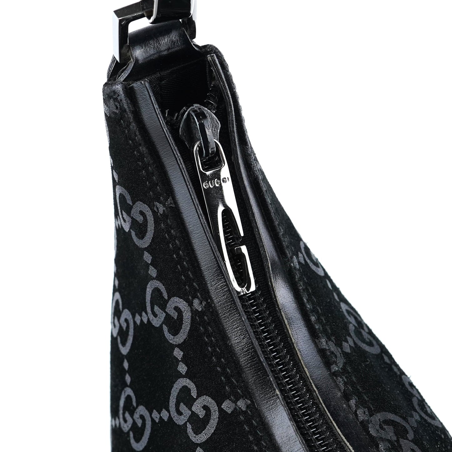 1997 Black Suede GG Shoulder Bag
