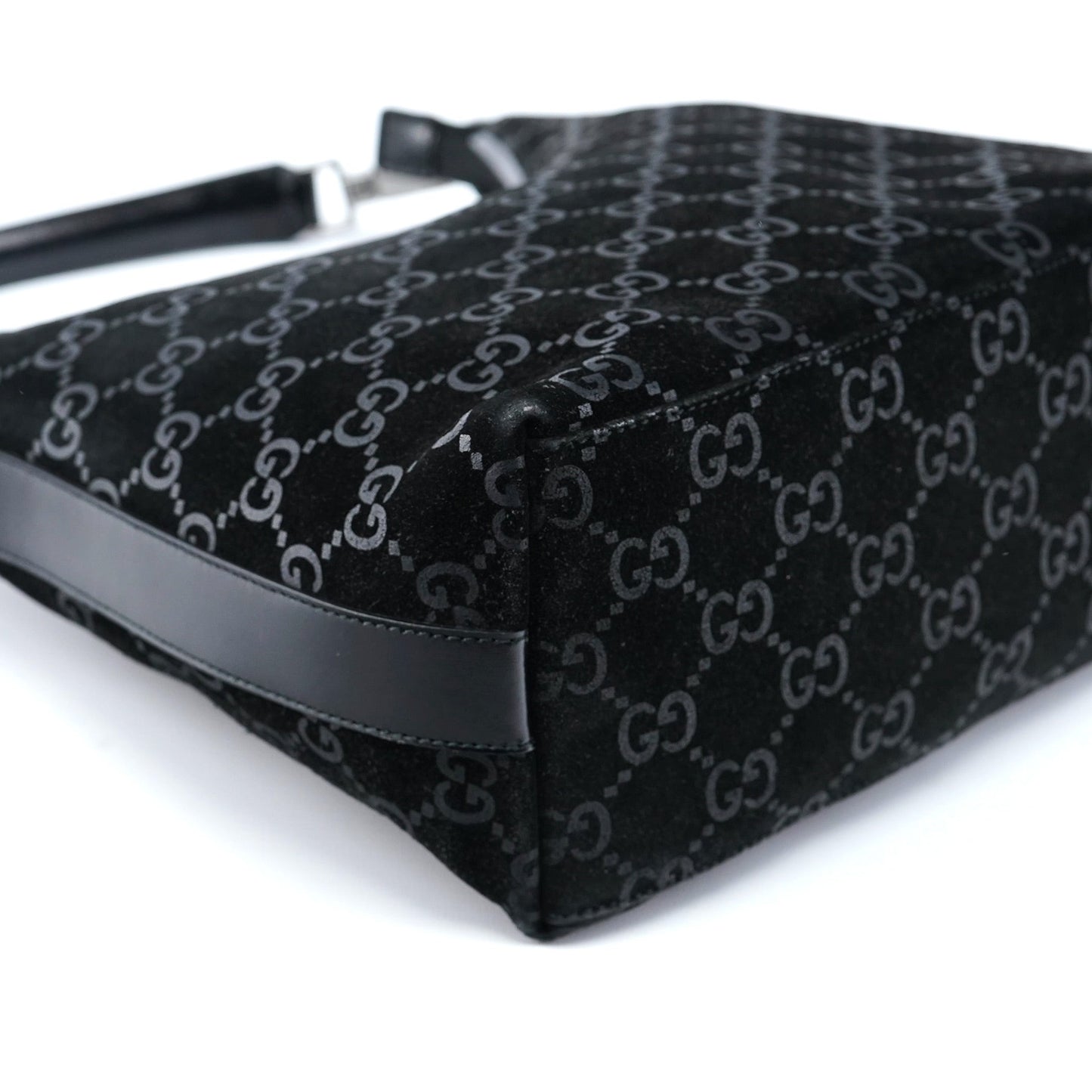1997 Black Suede GG Shoulder Bag