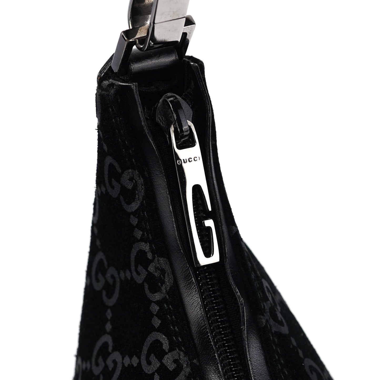 1997 Black Suede GG Shoulder Bag