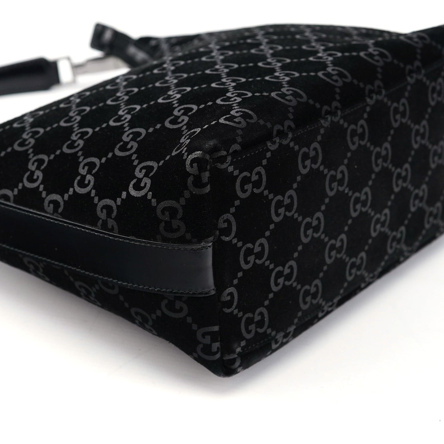 1997 Black Suede GG Shoulder Bag
