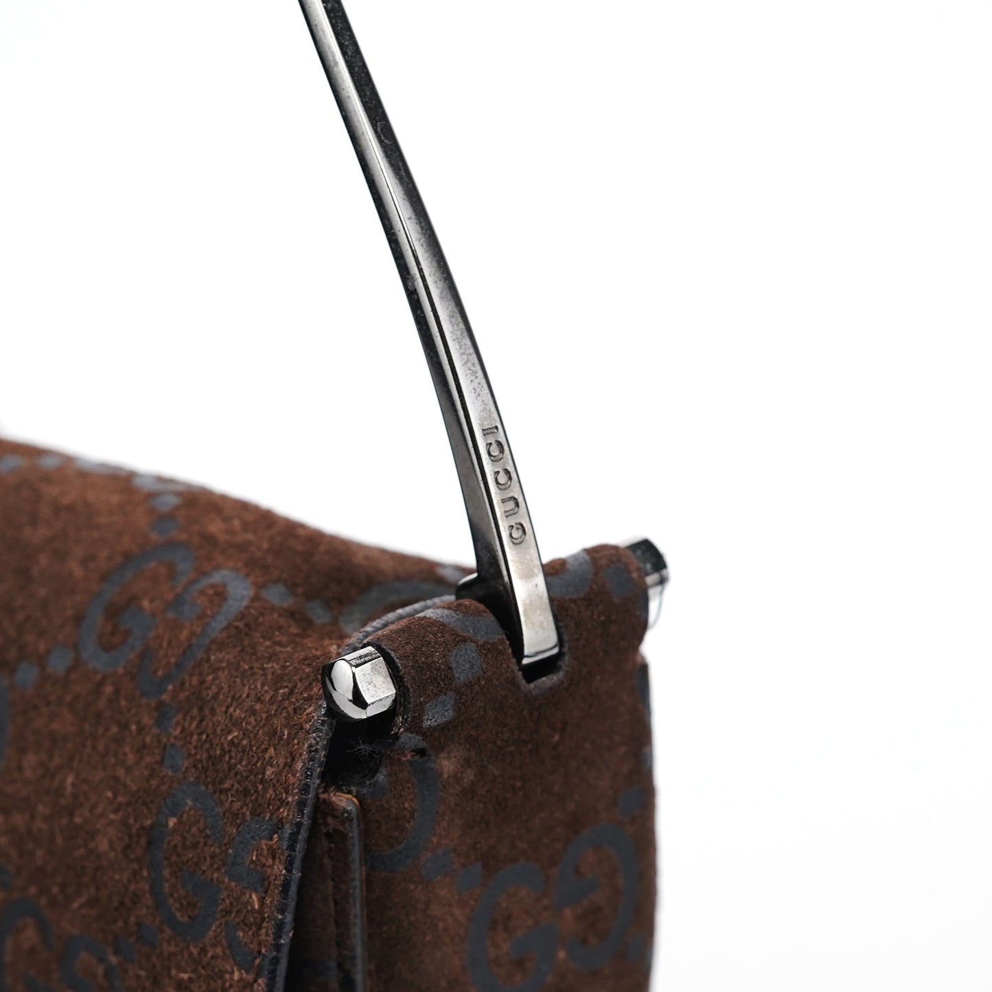 1997 Brown GG Suede Horsebit Shoulder Bag