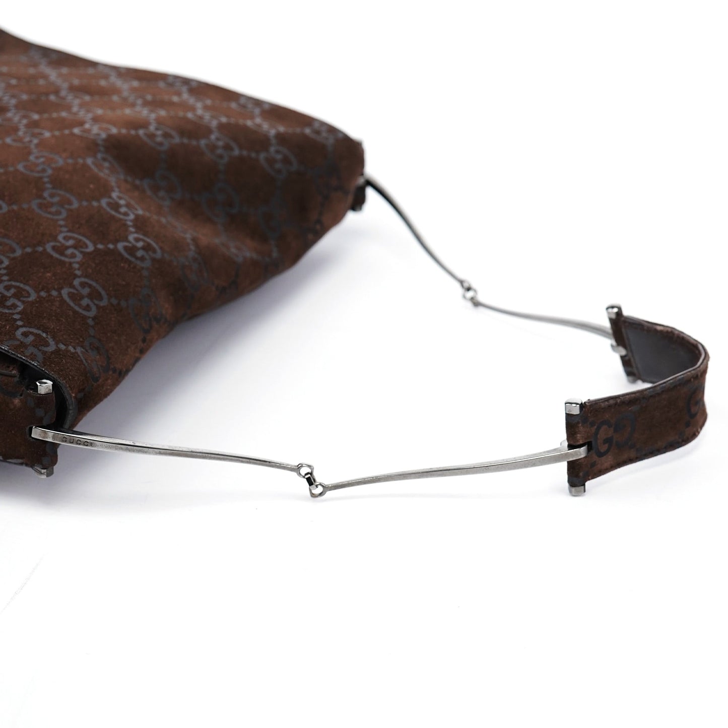 1997 Brown GG Suede Horsebit Shoulder Bag