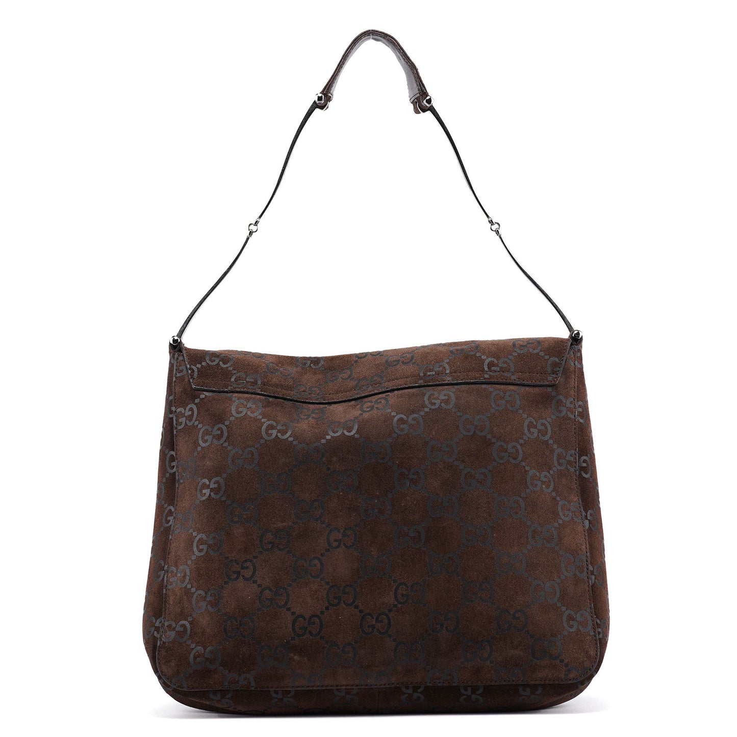 1997 Brown GG Suede Horsebit Shoulder Bag
