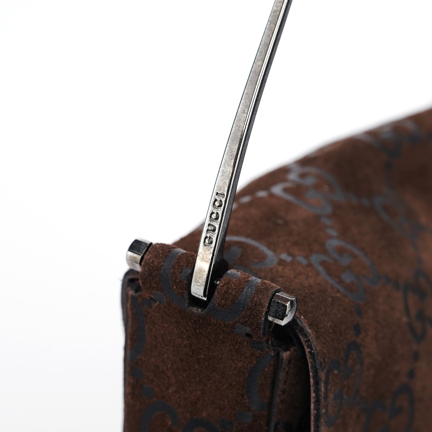1997 Brown GG Suede Horsebit Shoulder Bag