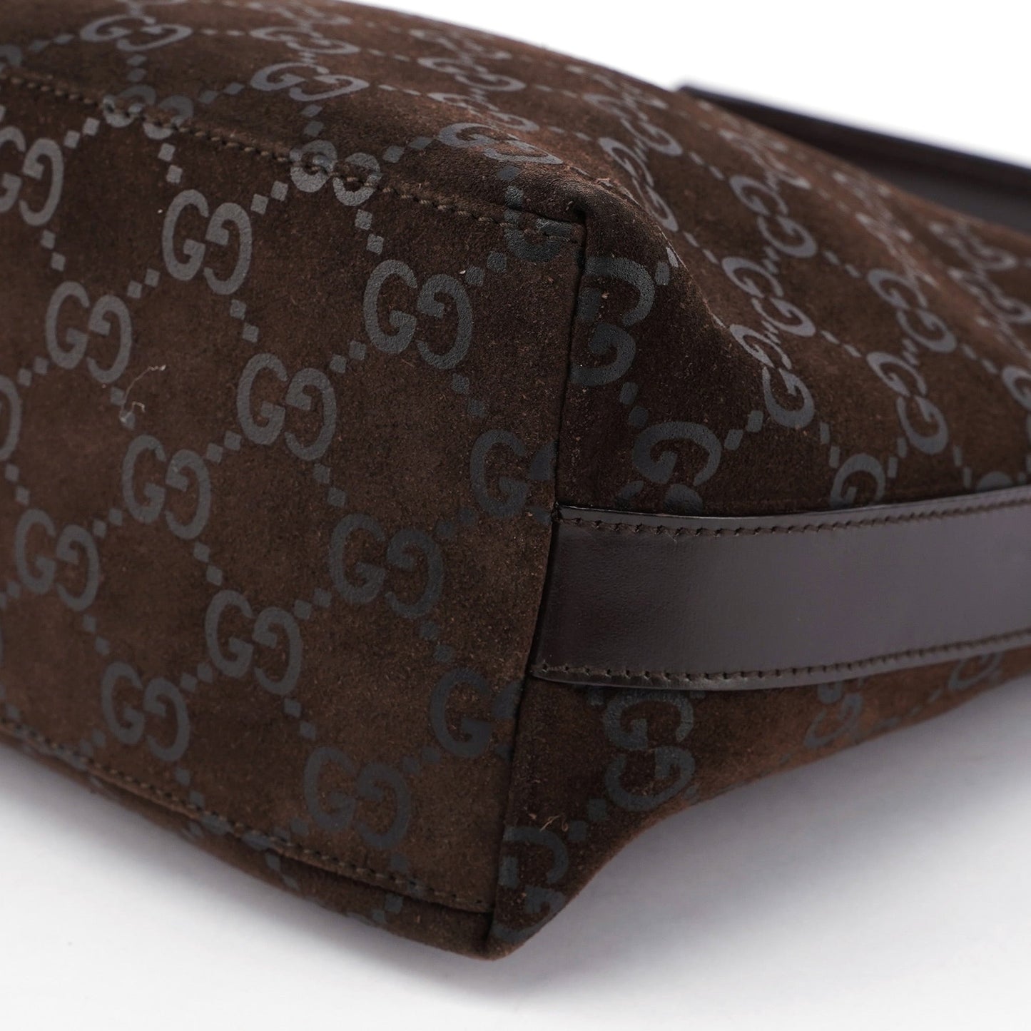 1997 Brown Suede GG Shoulder Bag