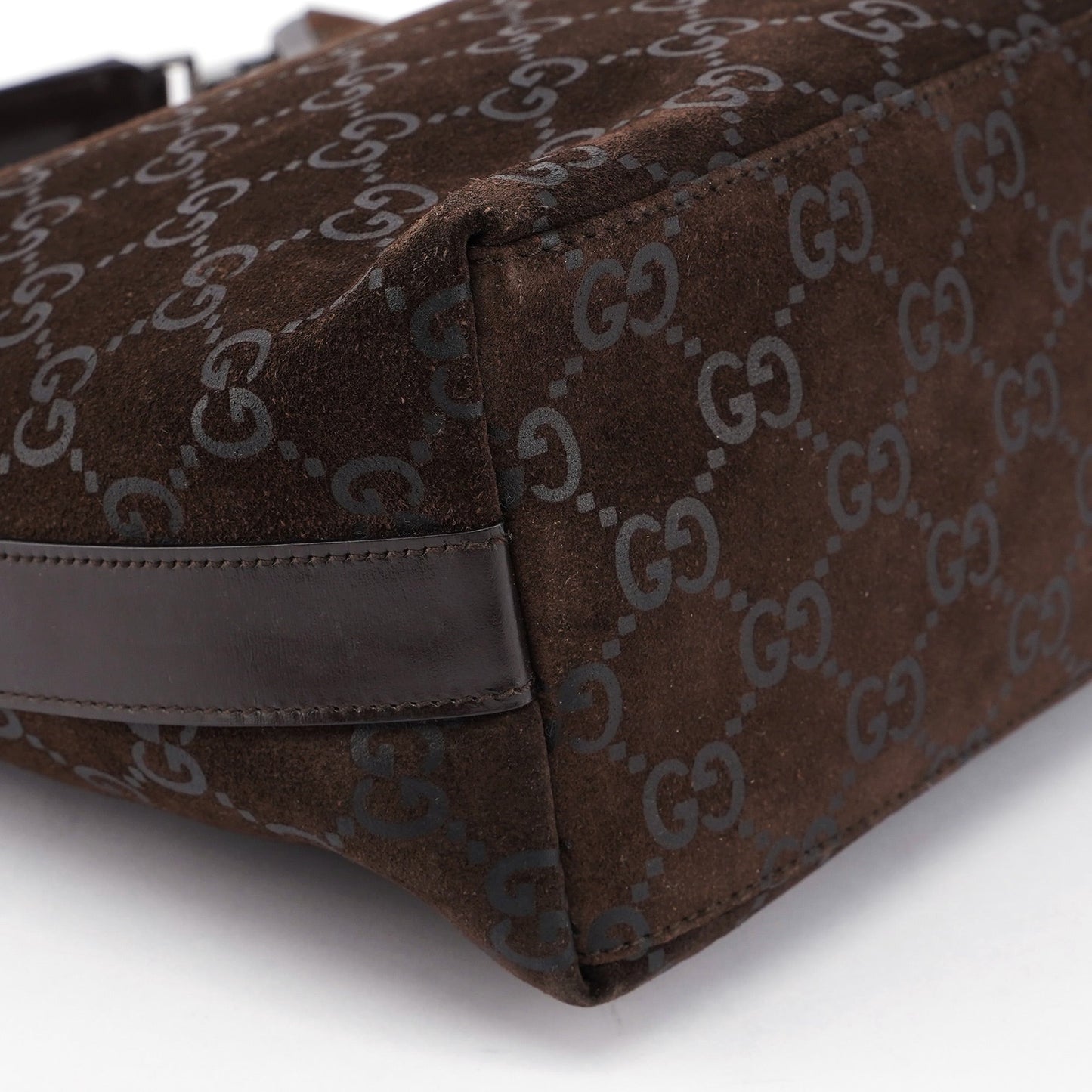 1997 Brown Suede GG Shoulder Bag