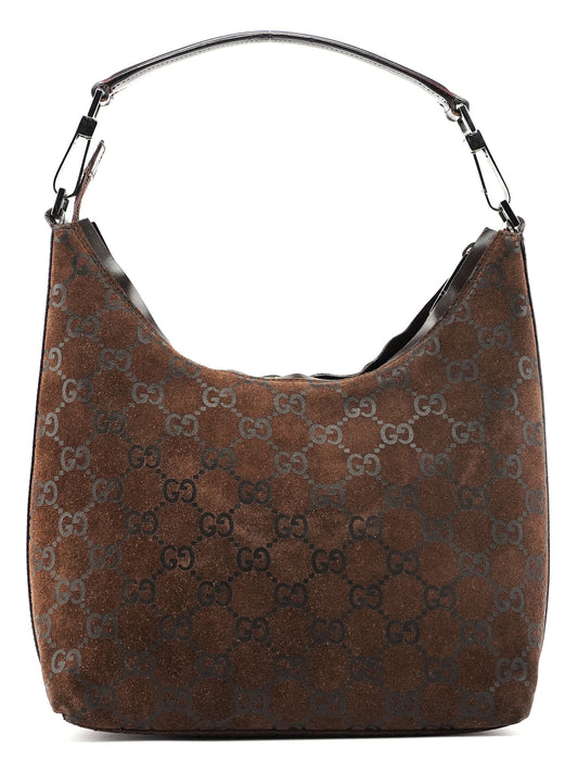 1997 Brown Suede GG Shoulder Bag
