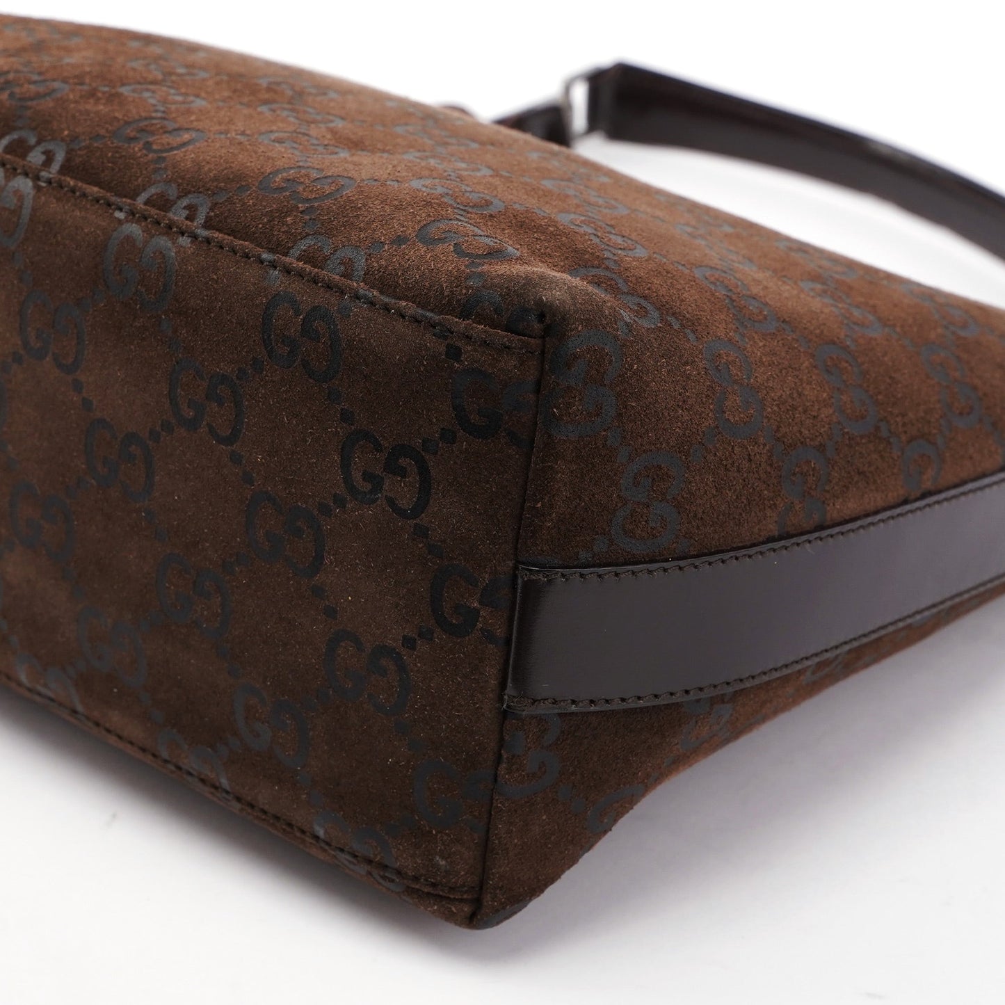1997 Brown Suede GG Shoulder Bag