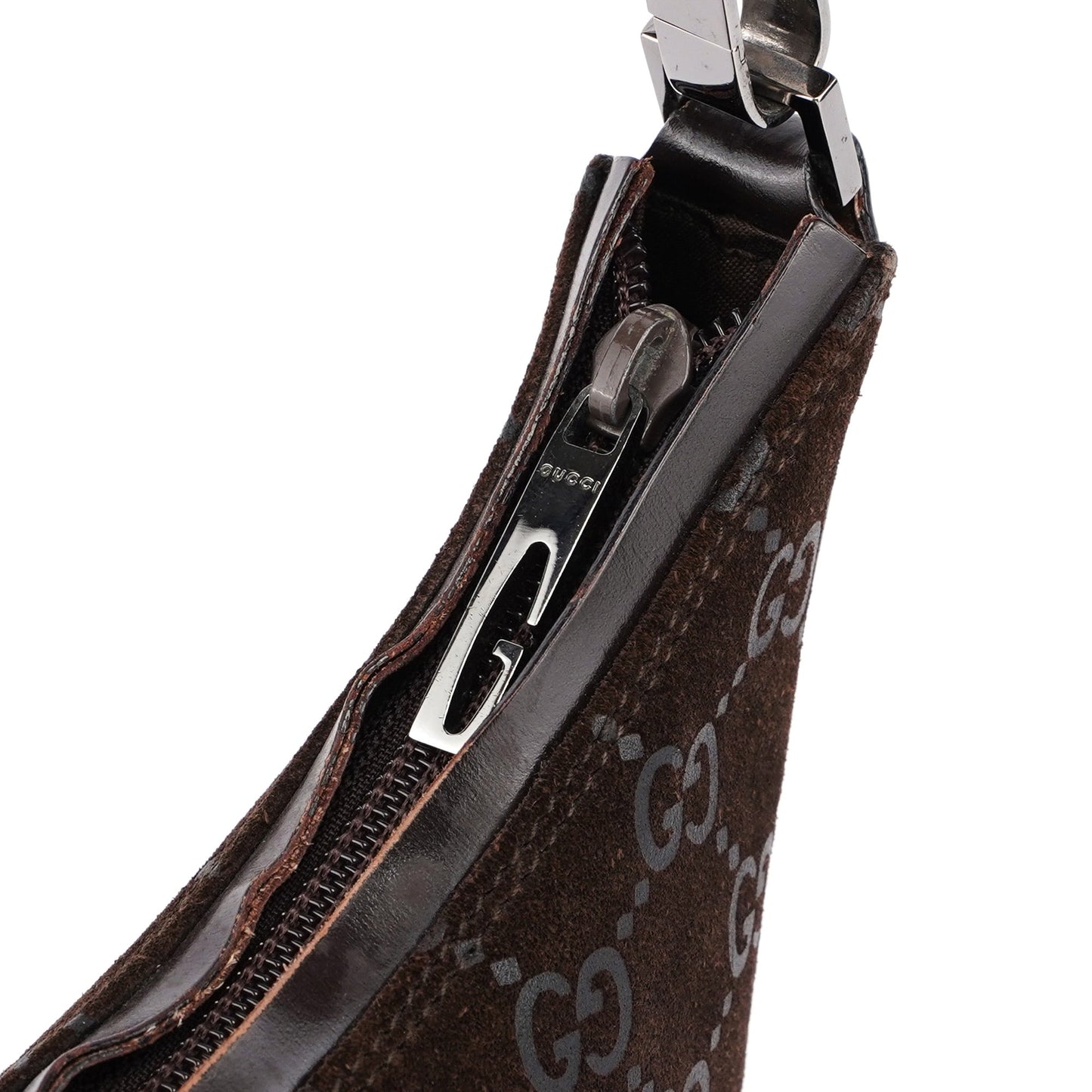 1997 Brown Suede GG Shoulder Bag