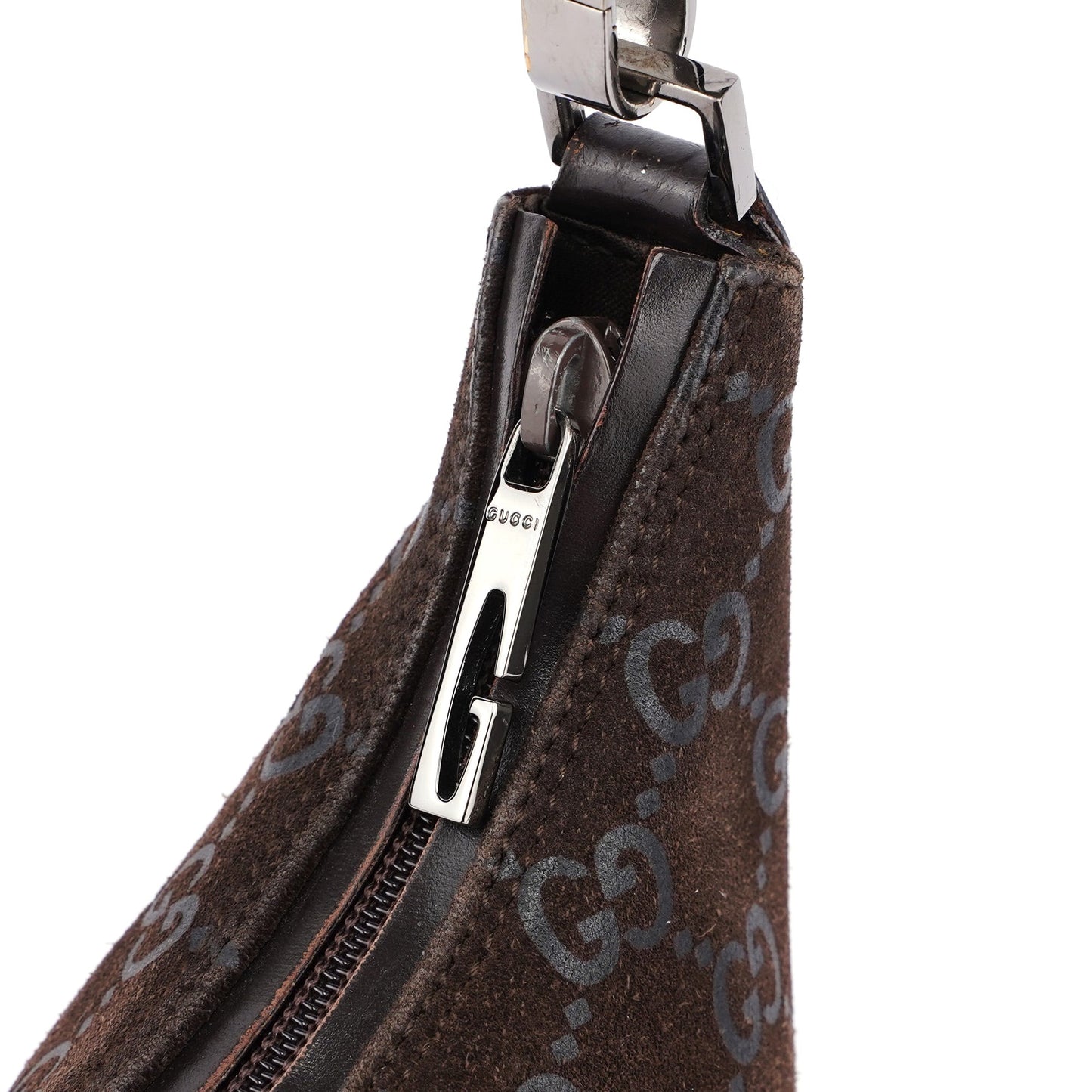 1997 Brown Suede GG Shoulder Bag