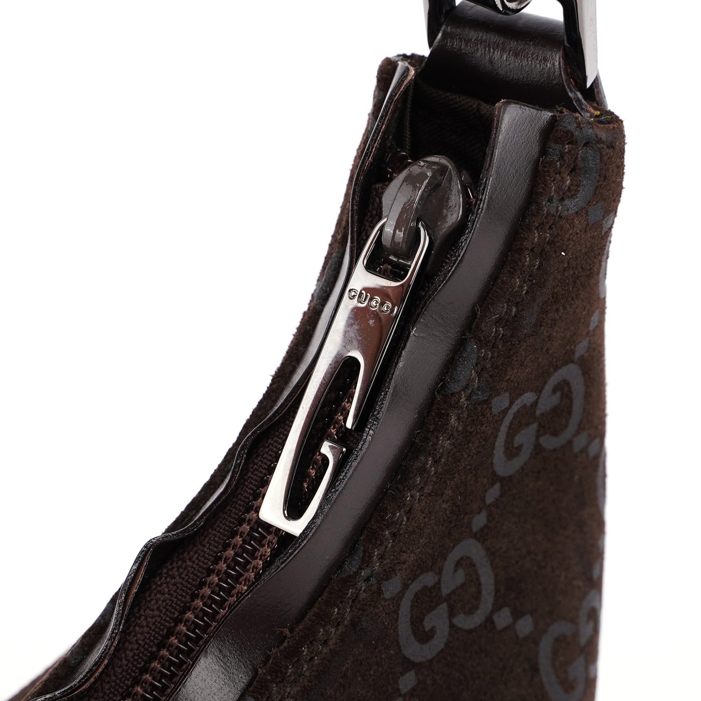 1997 Brown Suede GG Shoulder Bag