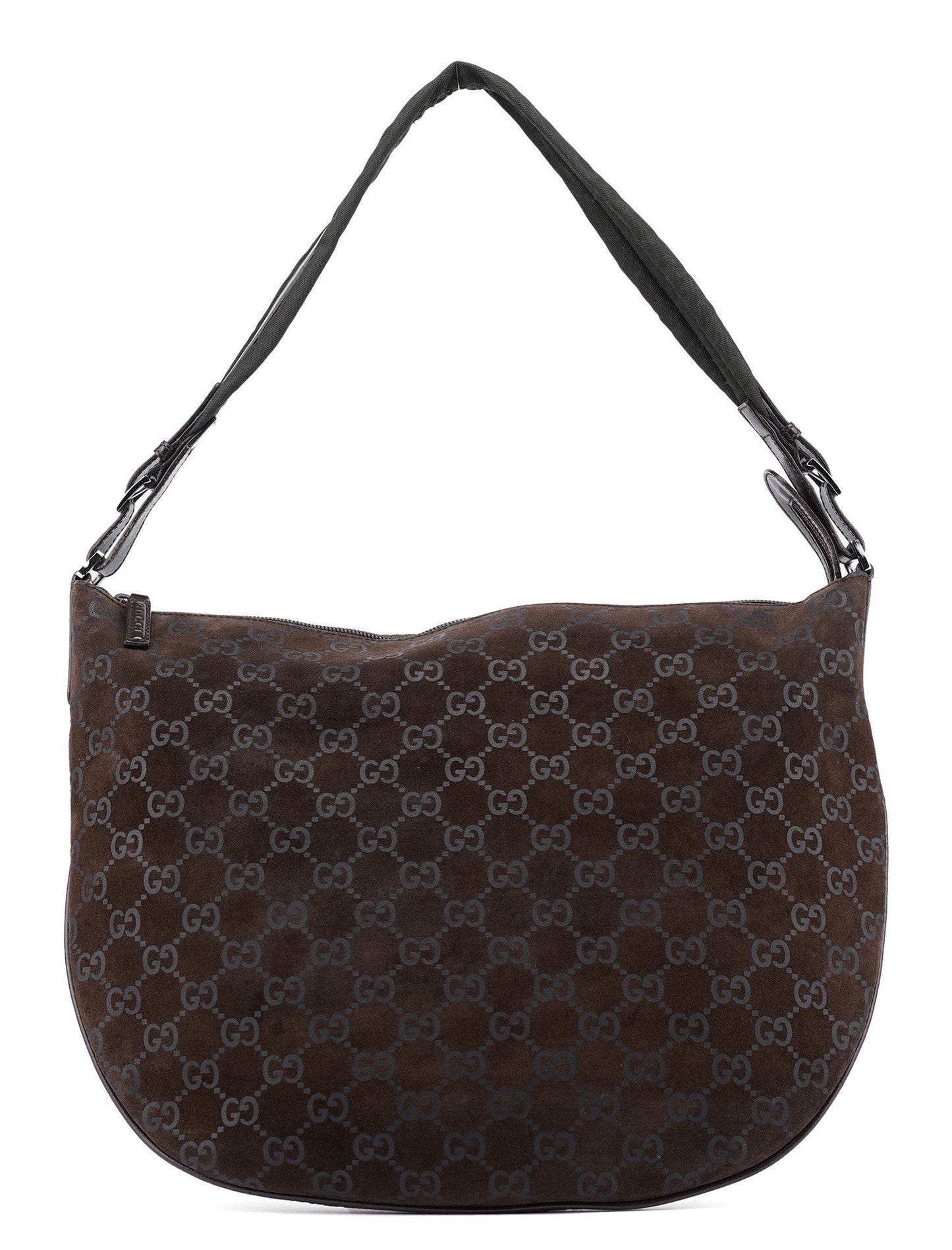 1997 Brown Suede GG Shoulder Bag