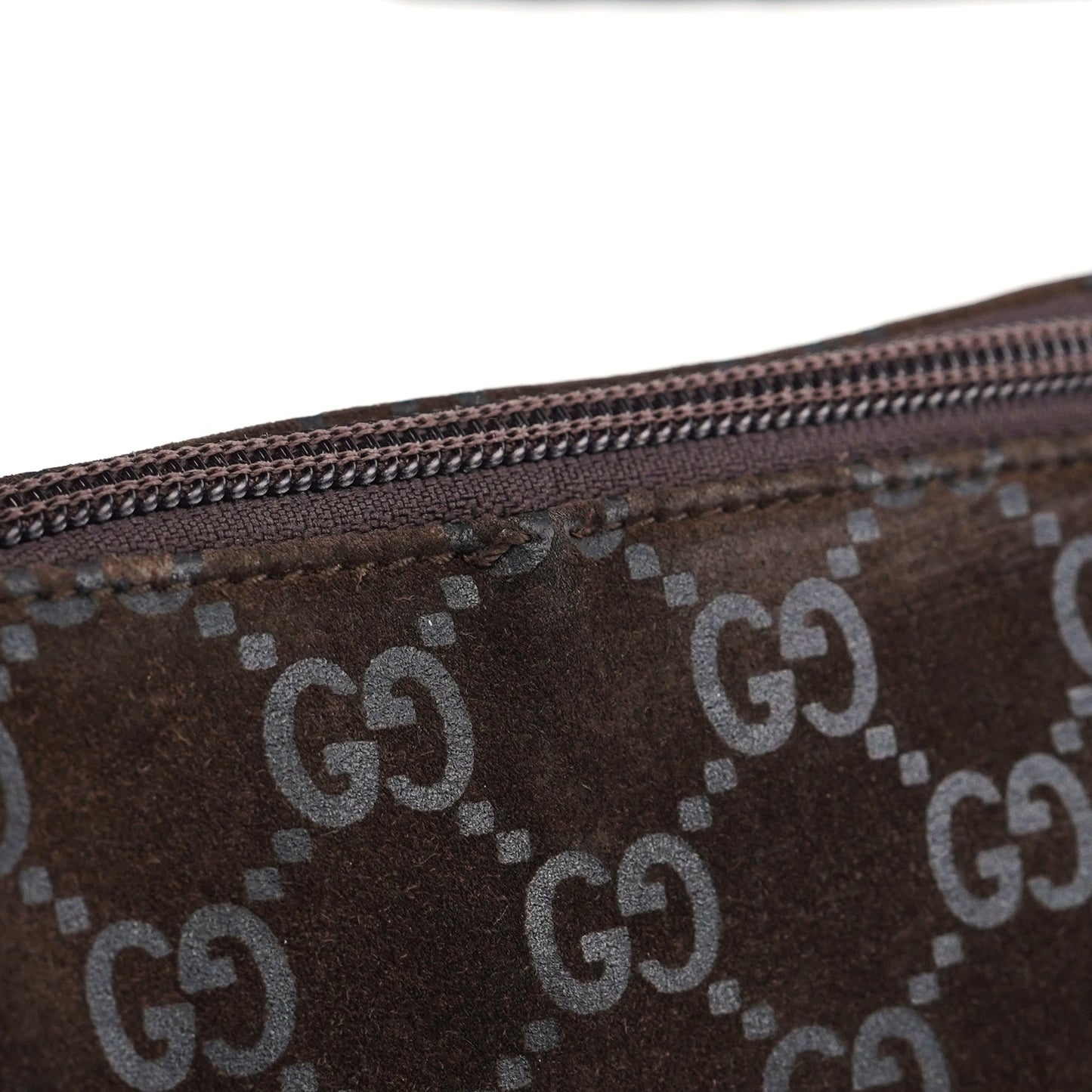1997 Brown Suede GG Shoulder Bag