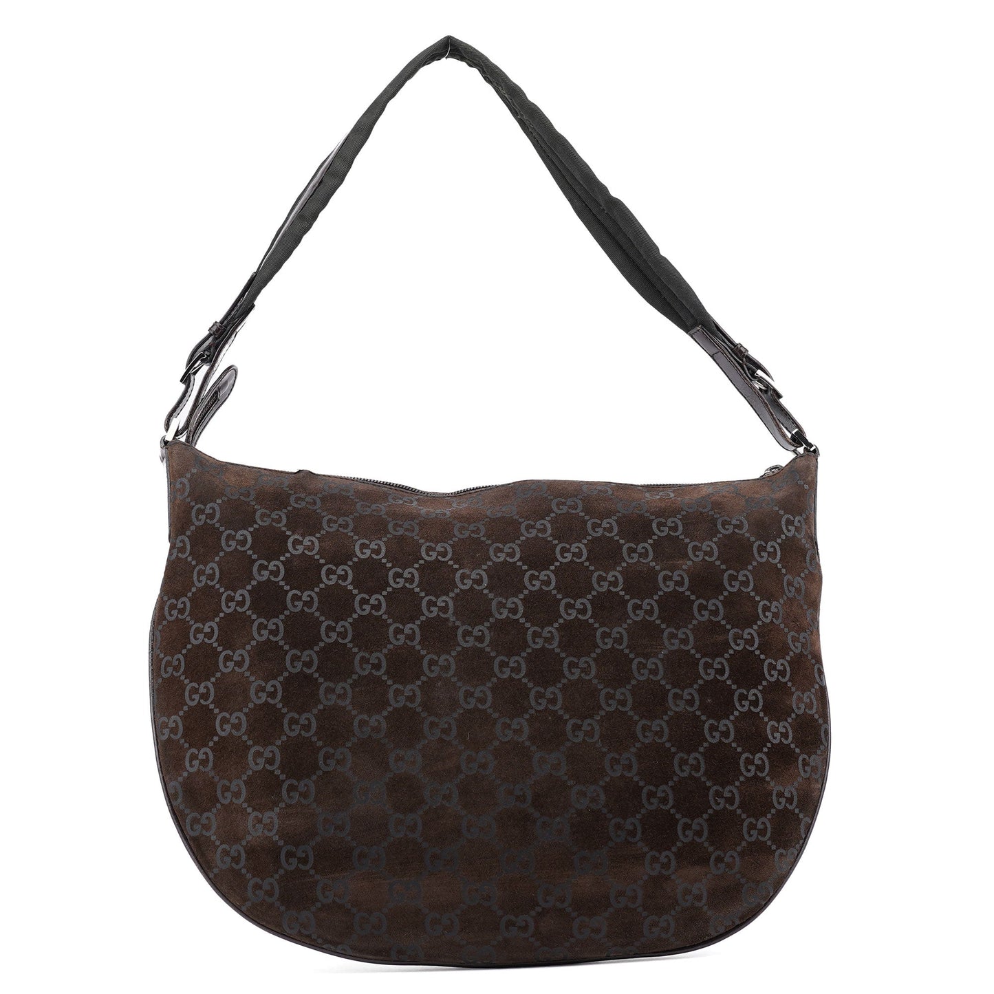 1997 Brown Suede GG Shoulder Bag