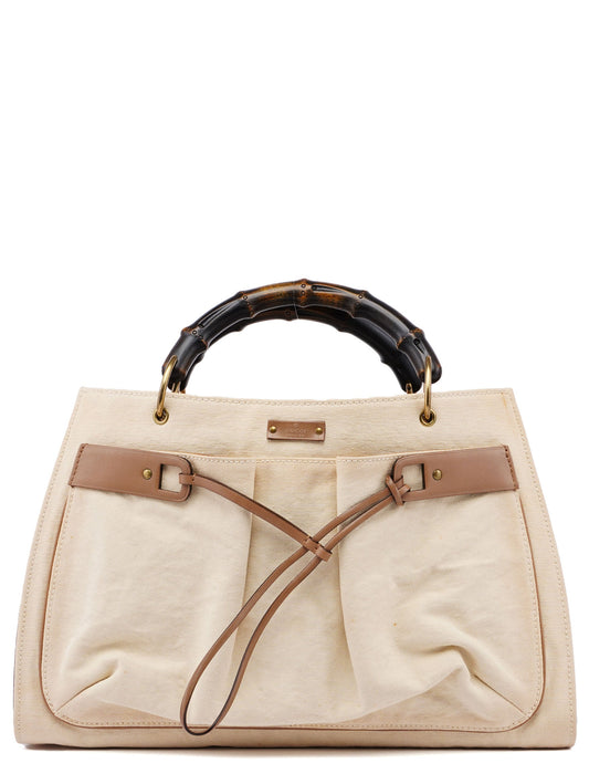 2002 Beige Canvas Bamboo Tote
