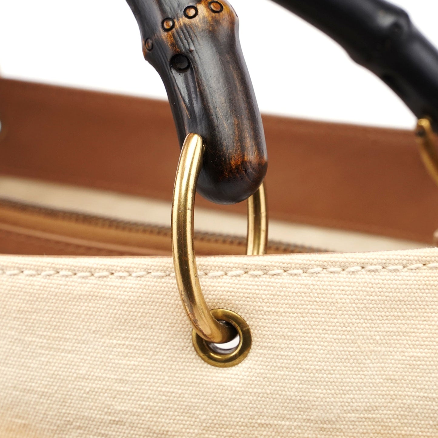 2002 Beige Canvas Bamboo Tote
