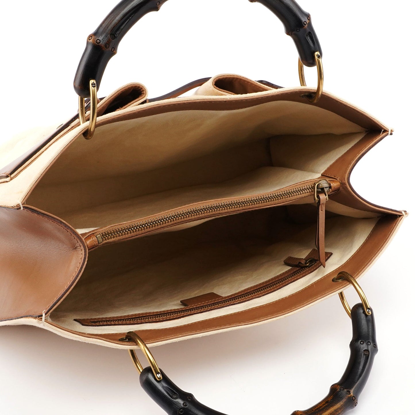 2002 Beige Canvas Bamboo Tote