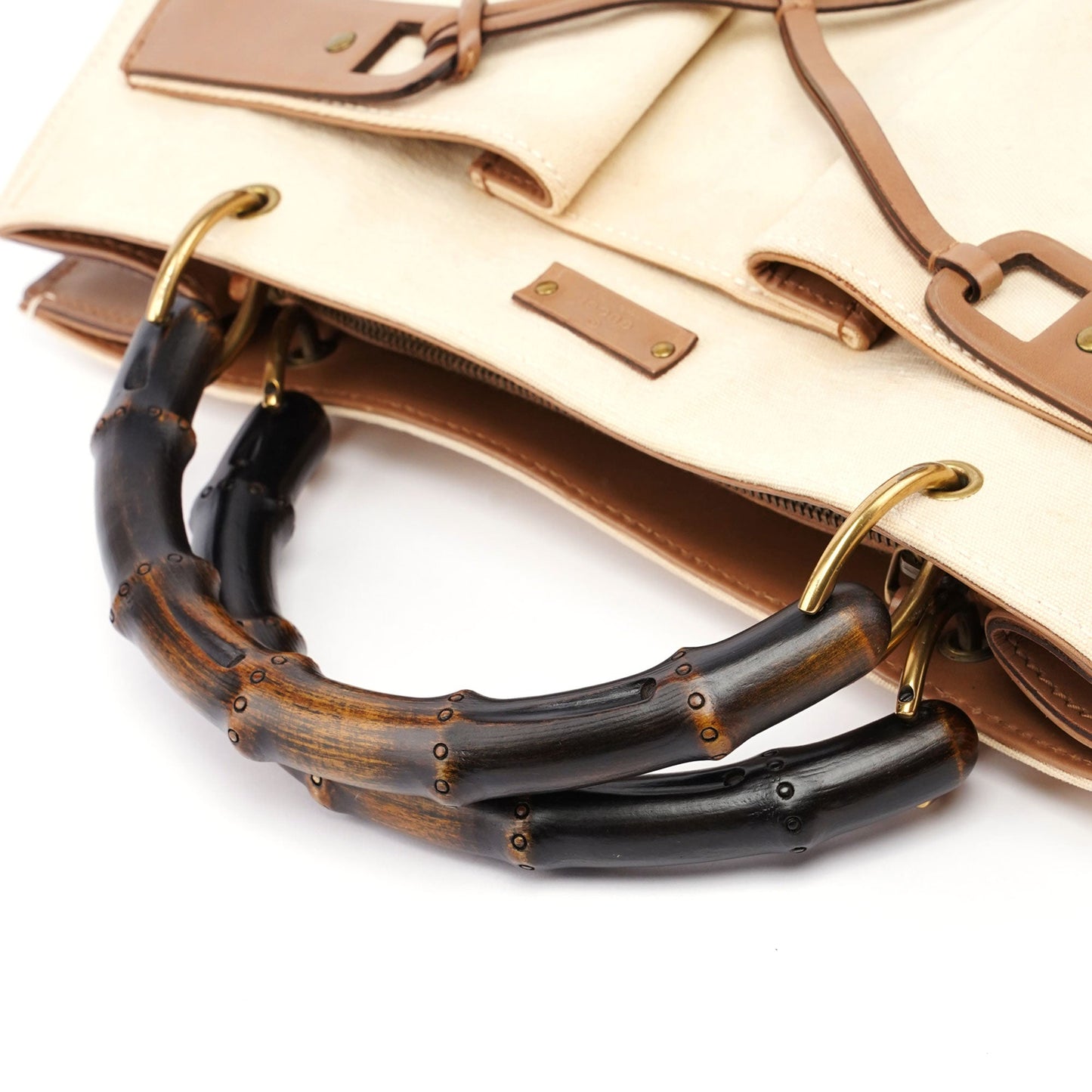 2002 Beige Canvas Bamboo Tote