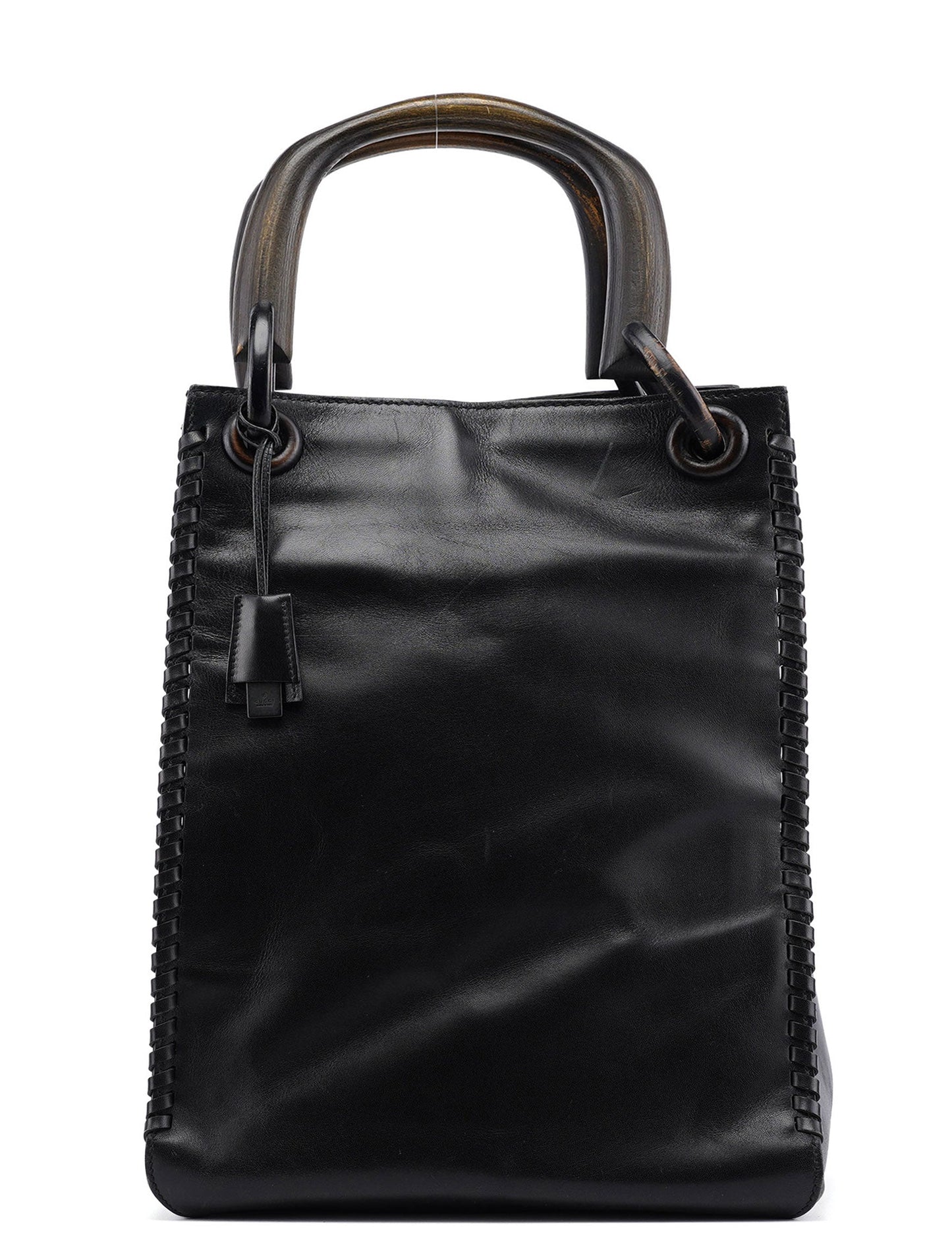 2002 Black Calfskin Wood Handle Bag