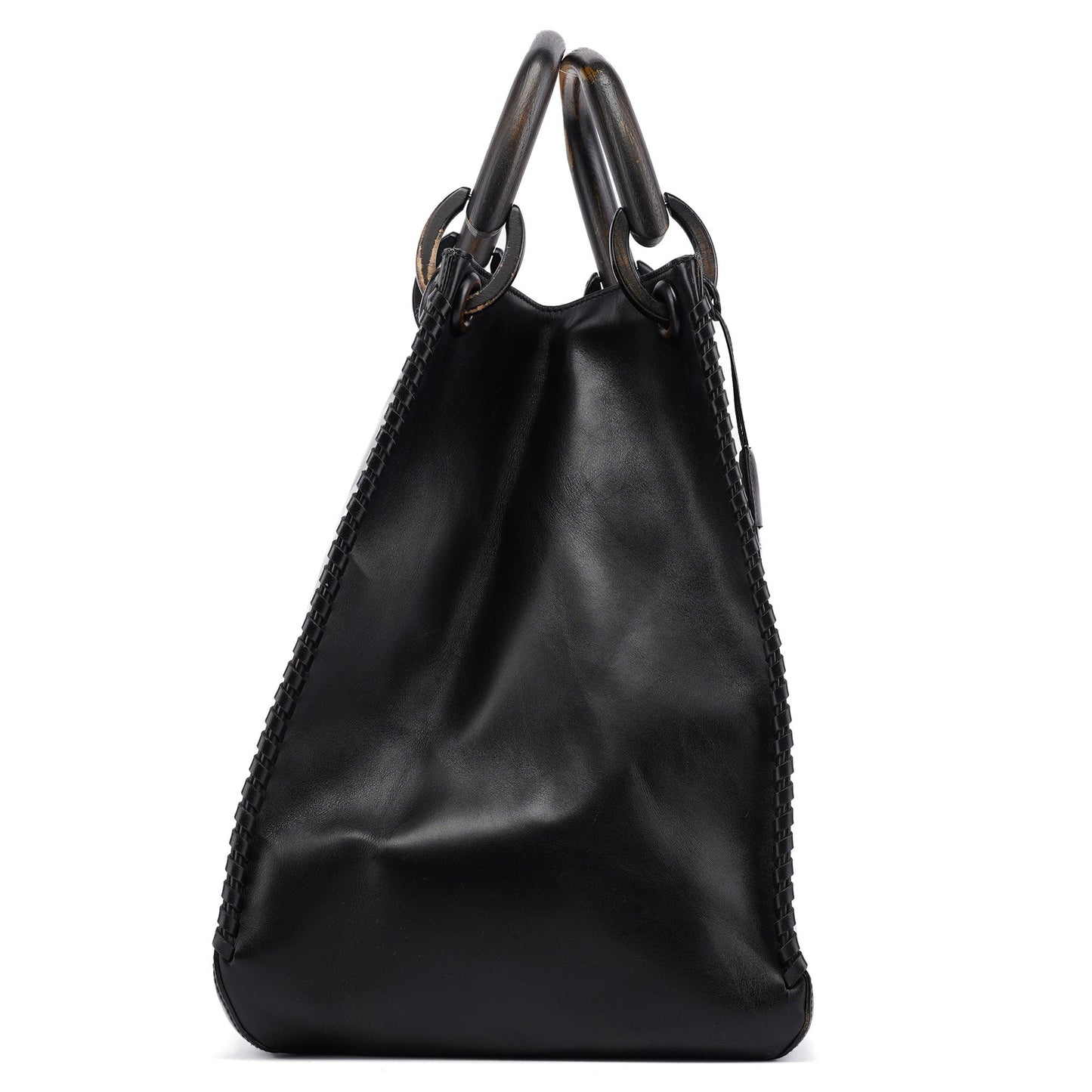 2002 Black Calfskin Wood Handle Bag