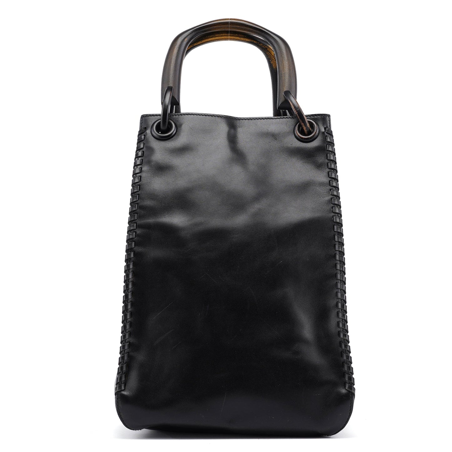 2002 Black Calfskin Wood Handle Bag