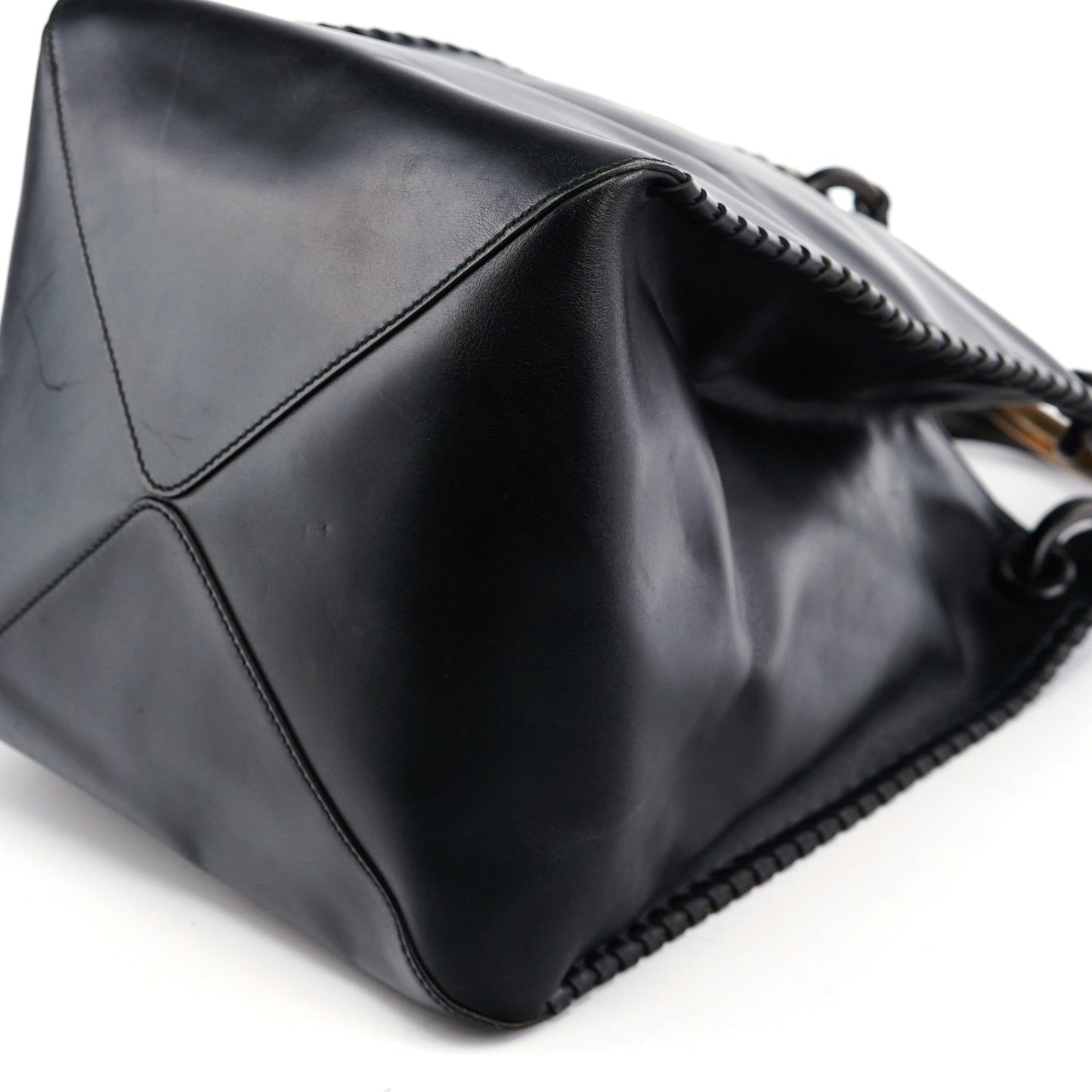 2002 Black Calfskin Wood Handle Bag