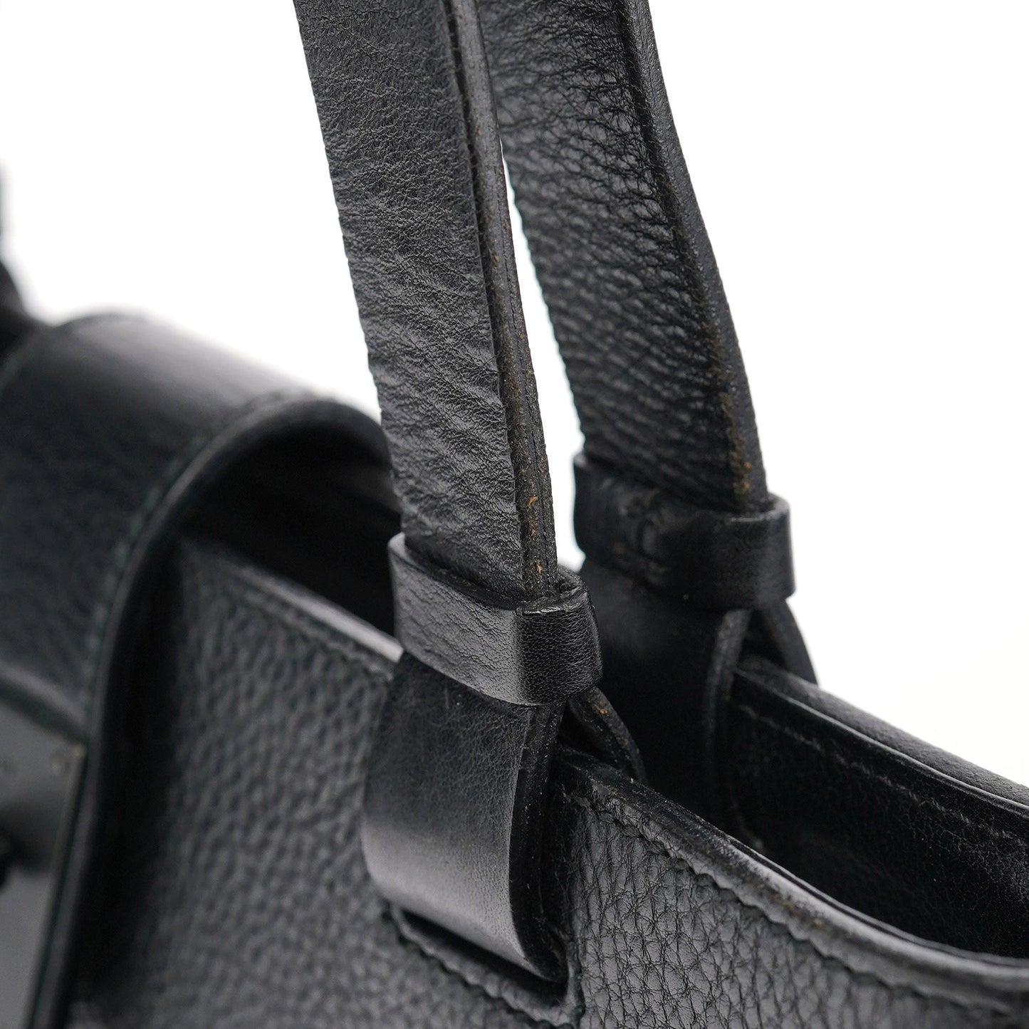 2002 Black Leather Turnlock Tote Bag