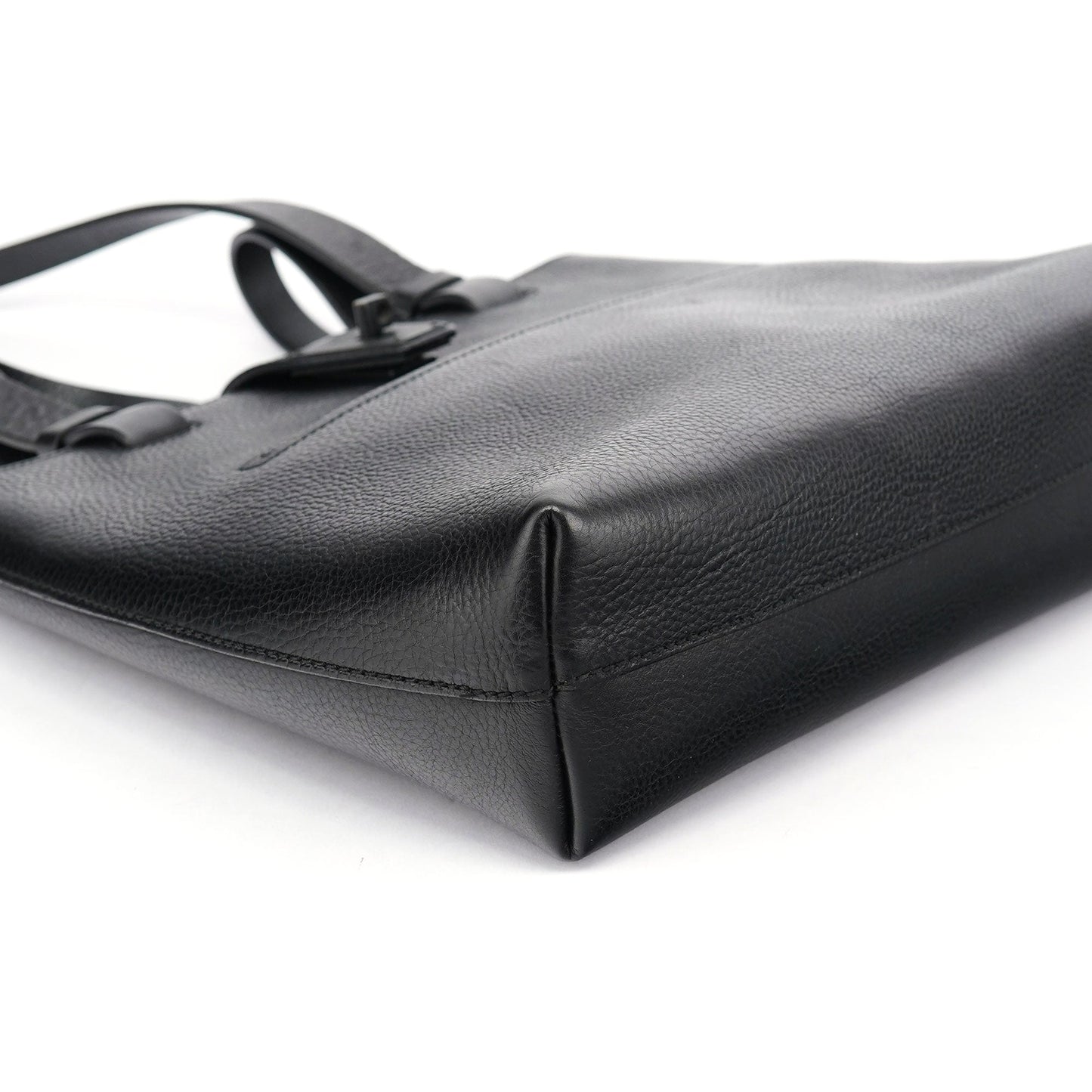 2002 Black Leather Turnlock Tote Bag