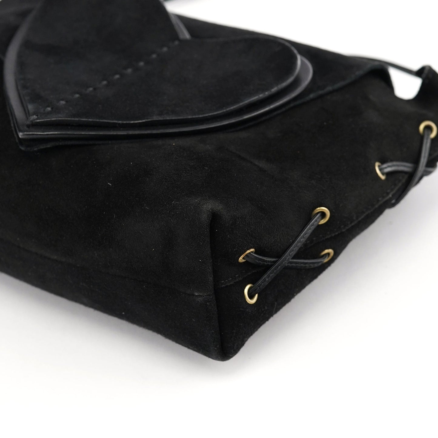 2002 Black Suede Heart Crossbody Bag